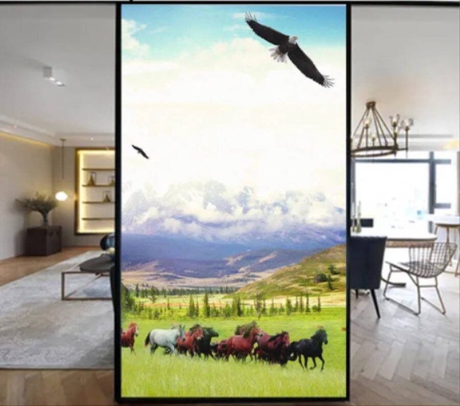 Raamfolie paarden landschap arend 60 x 120 cm