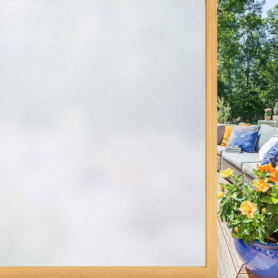 Raamfolie zelfklevend ondoorzichtig melkglasfolie privacyfolie elektrostatische statische raamfolie anti-uv voor de woonkamer badkamer of kantoor (mat 45 x 400 cm)