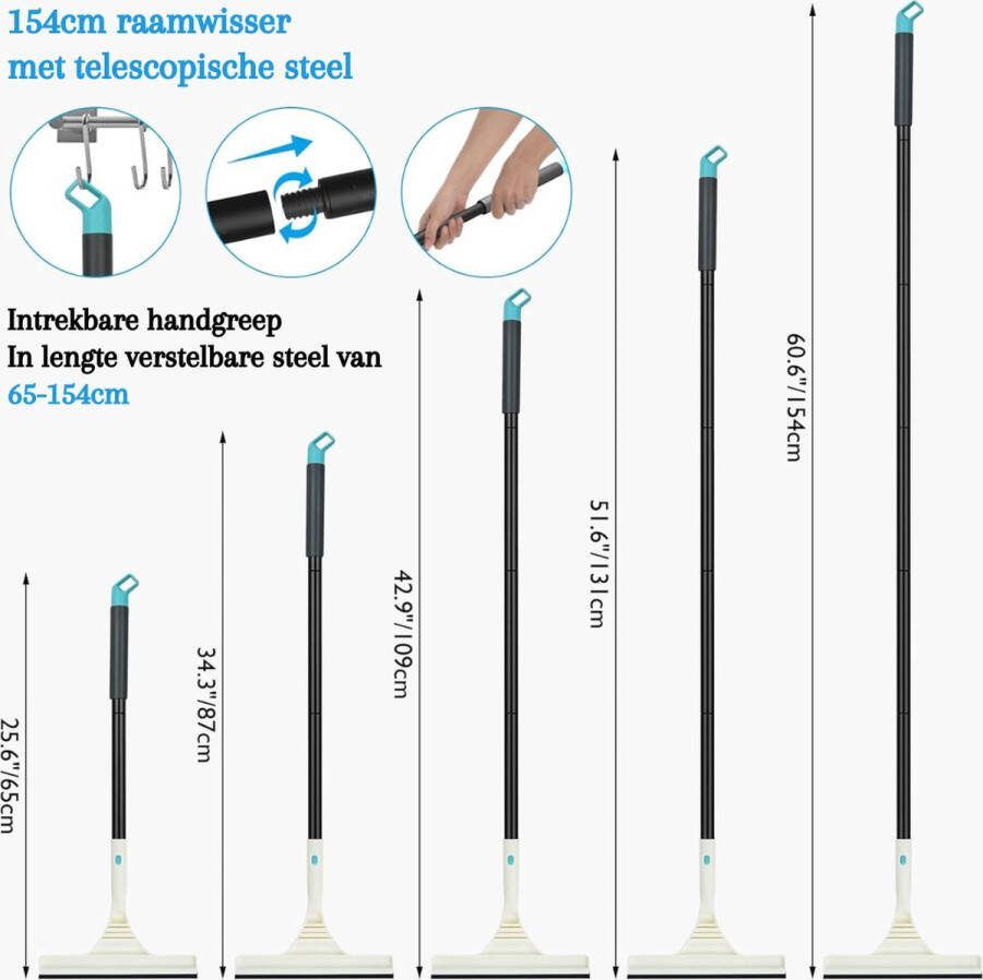Raamreiniger 2-in-1 telescopische raamwisser Ideaal voor Alle Glasoppervlakken