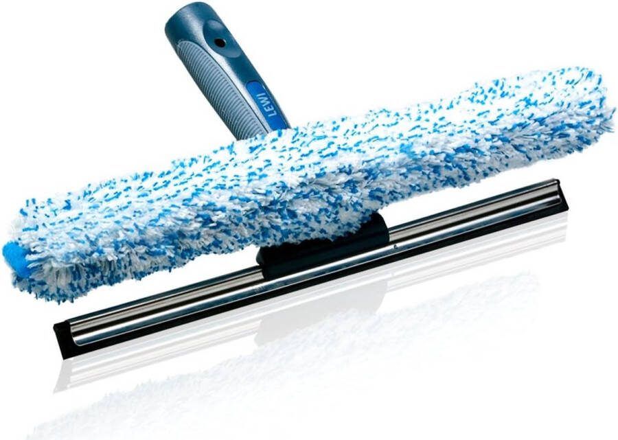 Raamtrekker met geïntegreerde microvezeldoek verkrijgbaar in 3 maten:25 cm 35 cm en 45 cm inclusief een gratis monster van een professionele glasreiniger 35 cm