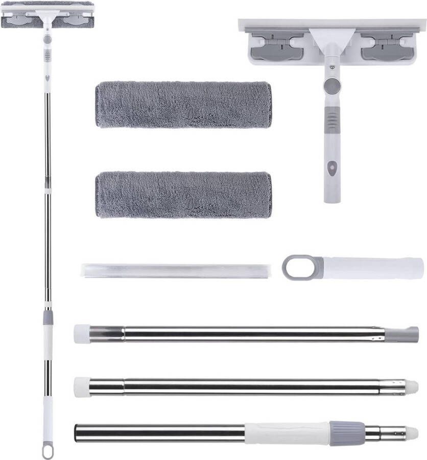 Raamwisser 2-in-1 met Telescoopsteel Telescopische Raamtrekker van 30 tot 180 cm Glasreinigingsgereedschap voor Hoge Ramen Ramenwasser