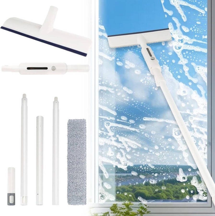 Raamwisser met telescoopsteel 3-in-1 dubbelzijdige sproei-raamtrekker professionele raamreinigingsset voor badkamer douche extra wisserpads