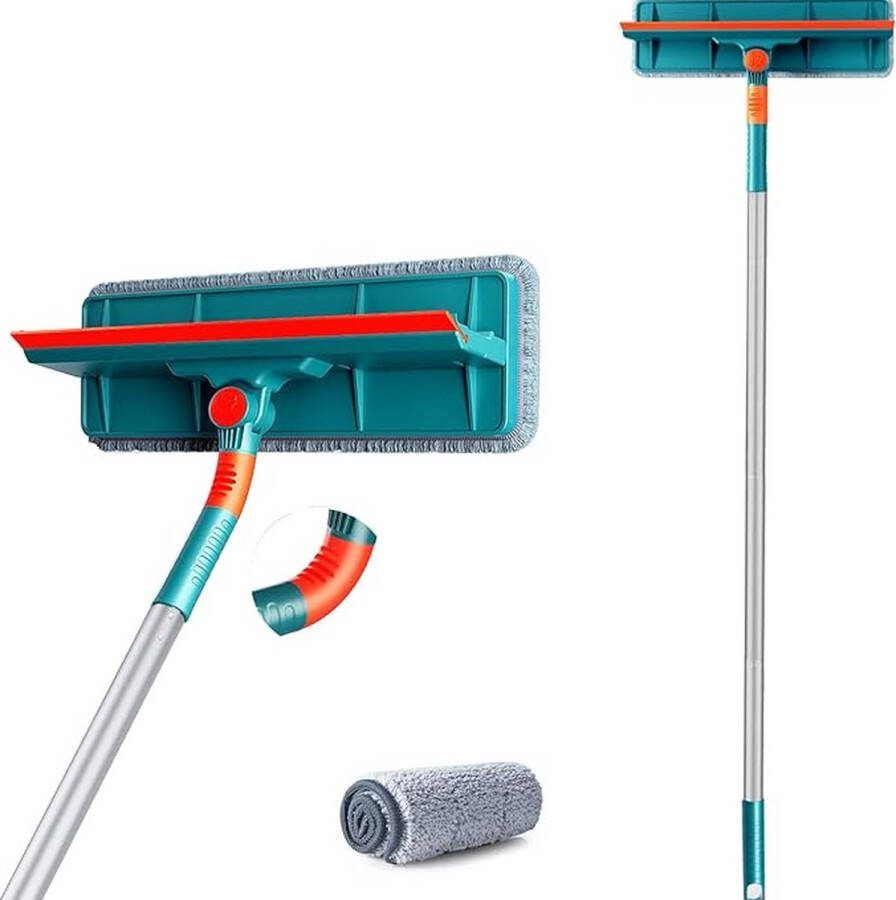 Raamwisser Professionele Raamreinigingsset: 2-in-1 Raamwisser en Raamtrekker met Telescoopsteel voor Efficiënte Reiniging van Hoge Ramen Zowel Binnen als Buiten