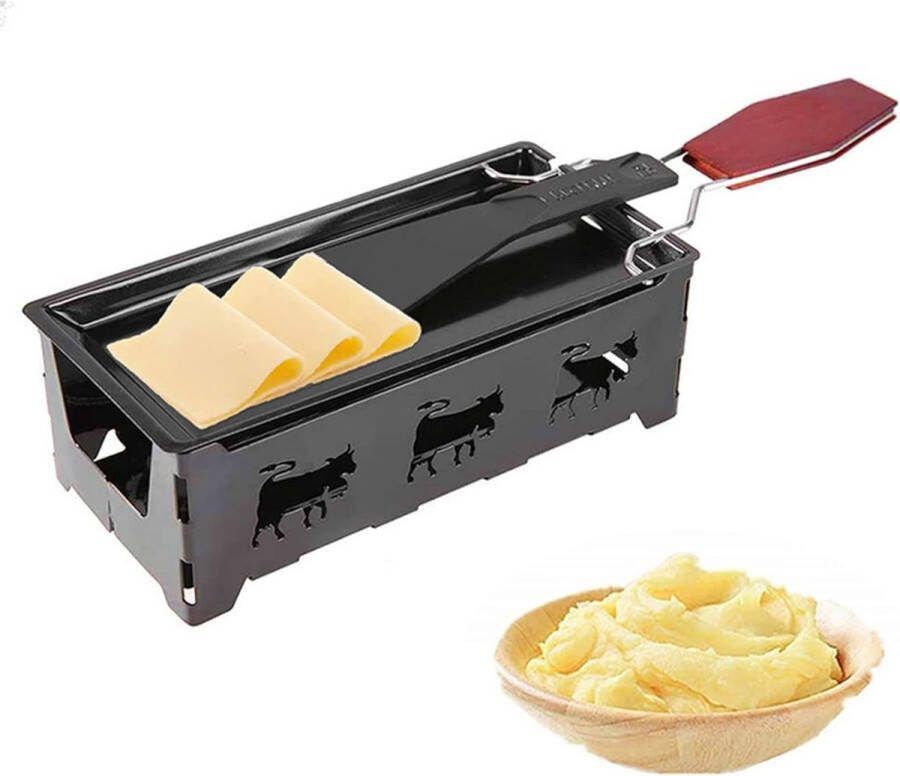 Racletteset draagbare kaassmelter met antiaanbaklaag raclettegrill rotaster bakplaatkachelset miniraclette grillgereedschap voor thuis