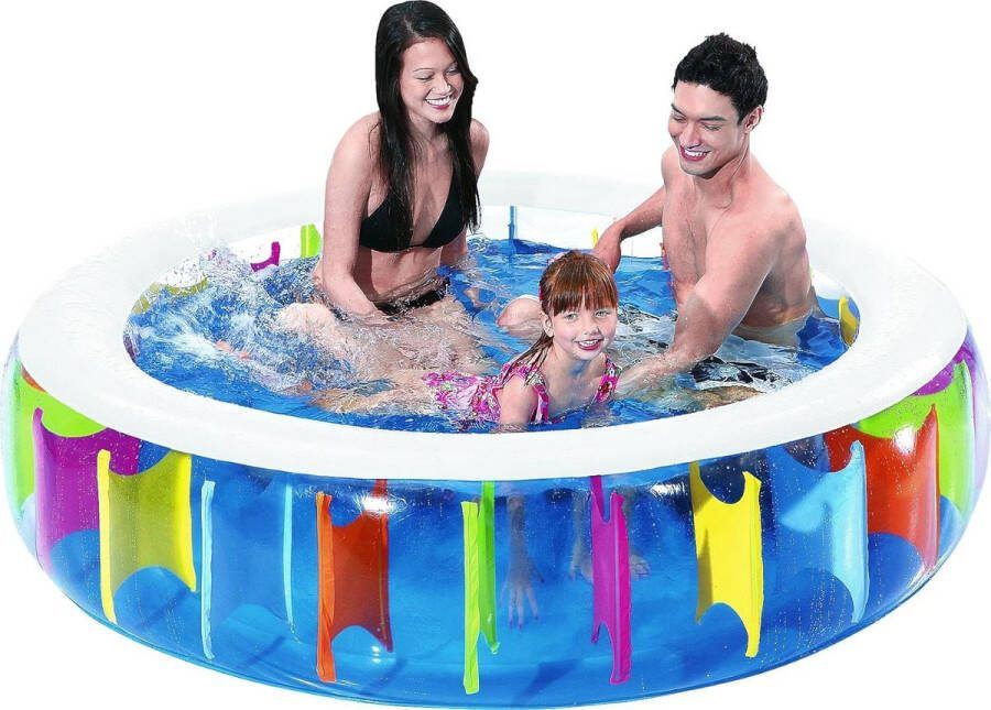 Rainbow Pool Kinderzwembad diameter 190 x 50 cm voor kinderen in de tuin opblaasbaar zwembad met terras zomer waterpret