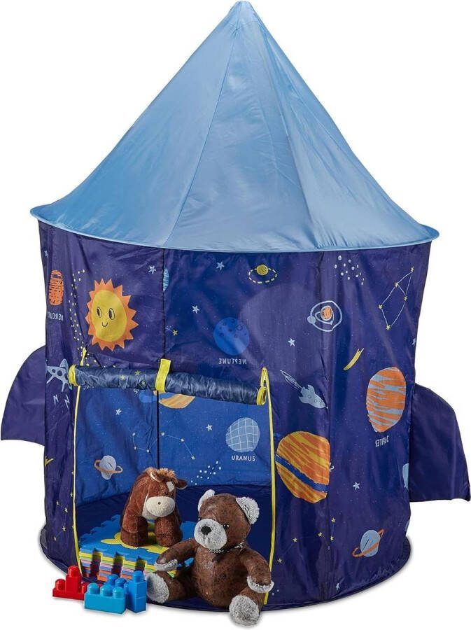 Raket speeltent pop up voor binnen en buiten Ruimte print Kinderen 142 x 135 x 104 cm