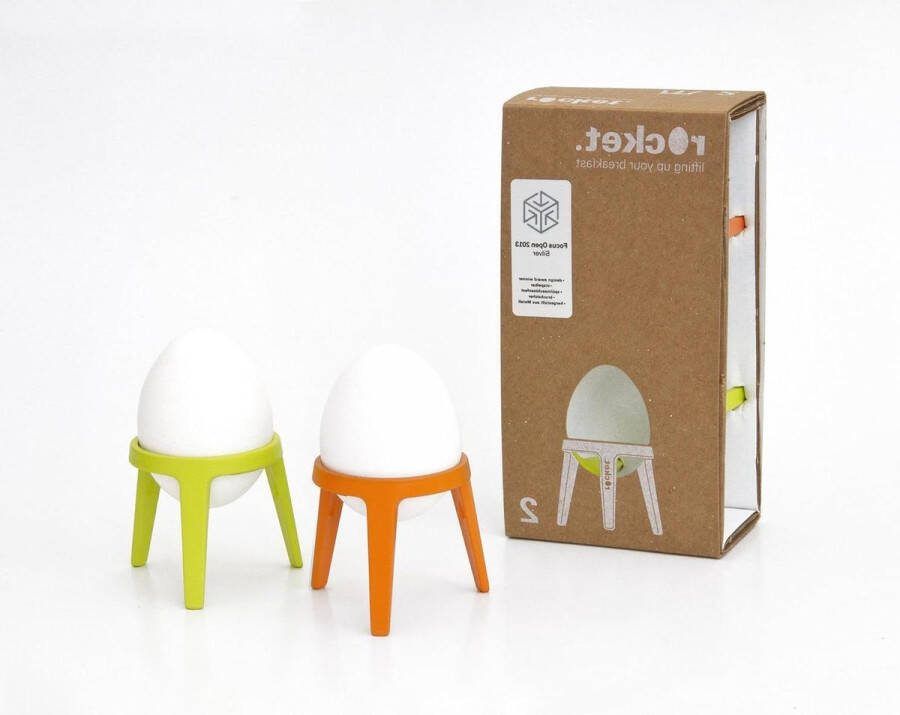 Raket Statief Egg Cup Gift Set Metaal Limoen Oranje