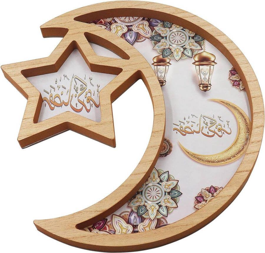 Ramadan decoratie dienblad maan voor tafeldecoratie Eid Mubarak fruit snacks cake dessert feestelijke bord (E)