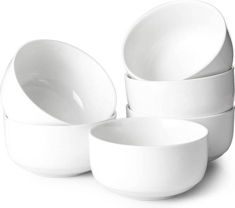 Ramen Bowl 6-delige set wit 650 ml soepkom slakom set voor salade-soepen-fruit