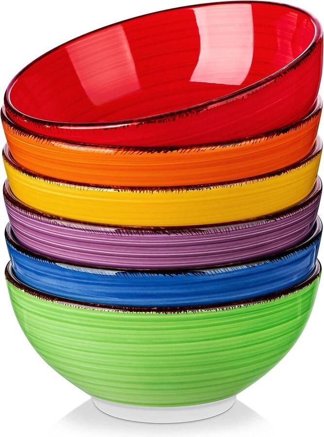 Ramen Bowl aardewerk soepkommen 6-delige kommenset slakom pastakommen meerkleurig