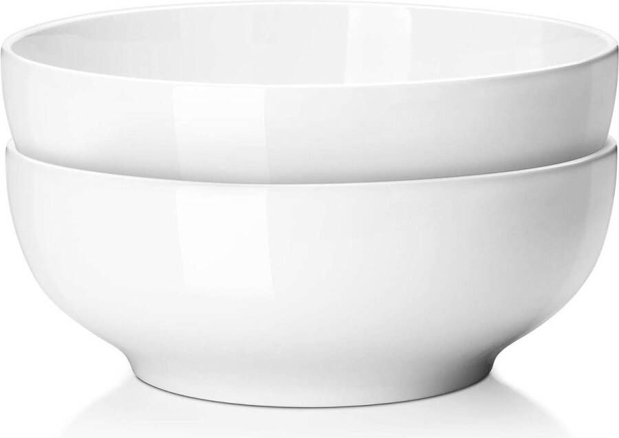 Ramen Bowl Grote Keramische Slakom Porseleinen Serveerkom 265 Liter Soepkom Set Wit Grote Kommenset Pak van 2