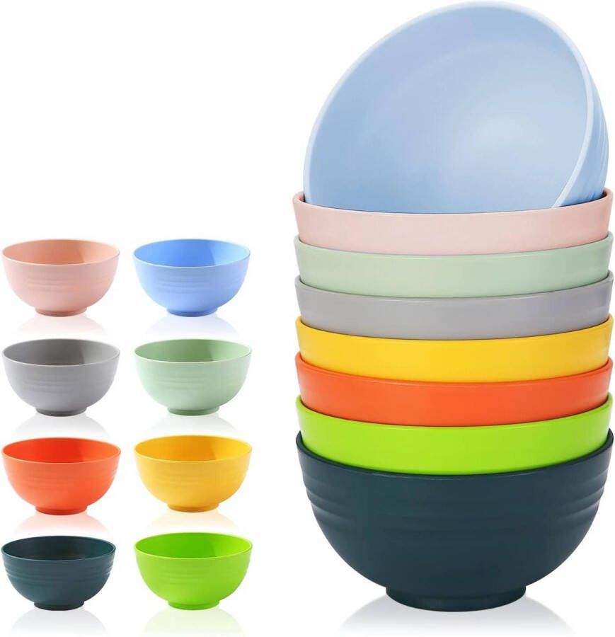 Ramen Bowl Herbruikbare Onbreekbare Plastic Soepkommen- 8 kleuren 760ml Ontbijt Salade Diner Serveerbestek BPA-vrij Magnetronbestendig Vaatwasmachinebestendig
