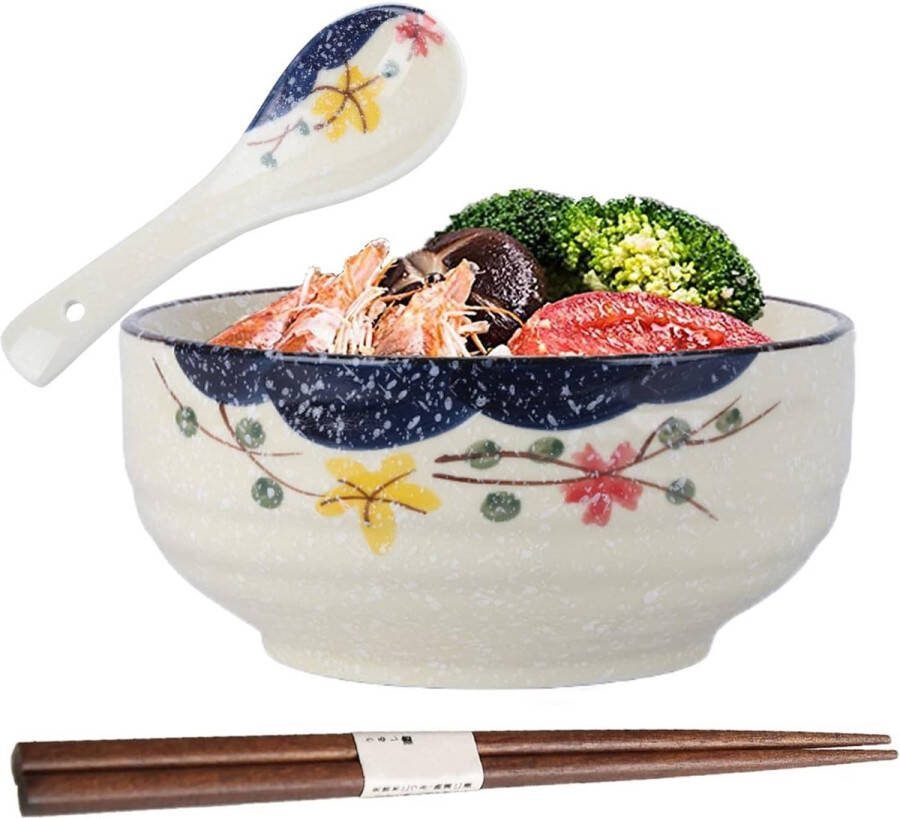 Ramen Bowl Japanse kom keramiek en lepel eetstokjes soepkommen porselein slakommen