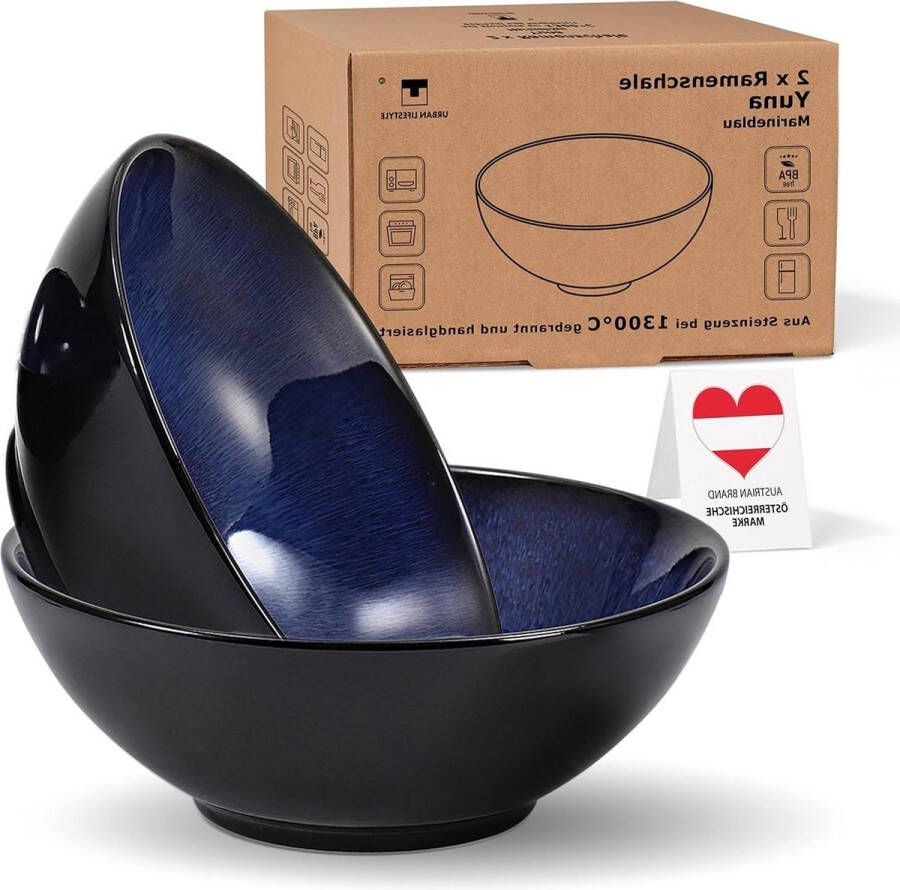 Ramen Bowl Keramiek 20cm Blauw Soepkom Saladeschaal Pho Soep Kom Bowl Ramen Noodle Kom Müslikommen A-B Kwaliteit mogelijk met kleine Glazuurfouten Pho Soep Noodle Kommen