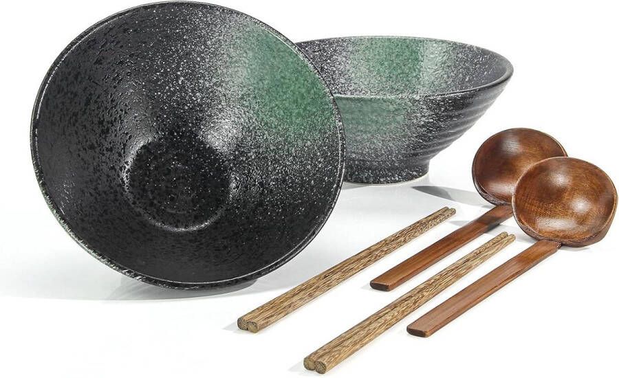 Ramen Bowl Keramiek Porselein Noedels Kommen Pasta Soep Pho Mengen Salade Gerechten Snack Granen Voedsel Lepels Eetstokjes Kit 1000 Ml Nieuwe Thuis Huis