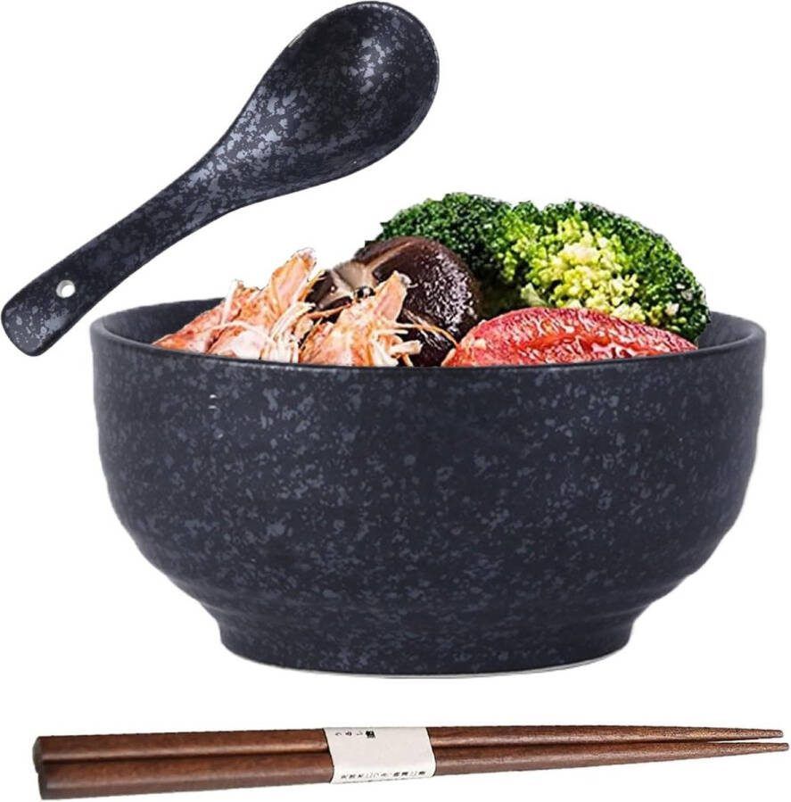 Ramen Bowl Keramiek Soepkommen Set met Lepel Eetstokjes Japanse Ramenkommen Slakommen