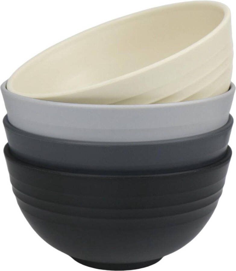Ramen Bowl Licht en Onbreekbaar Kunststof Mueslikommen Set van 4 BPA-vrij Campingsoepkommen Magnetron- en Vaatwasmachinebestendig