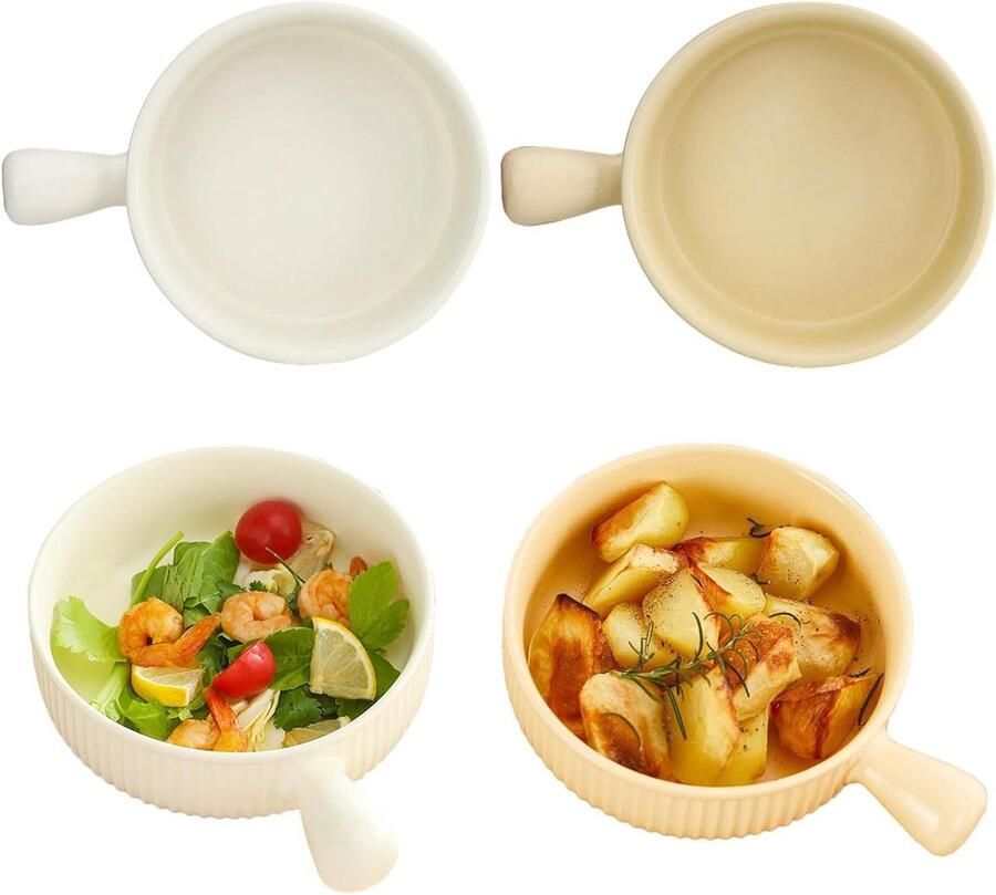 Ramen Bowl Porselein Kom van Keramiek met Handvat 2 Stuks Mueslikommen Soepkommen Dessertkommen Salade Fruit Pastakommen