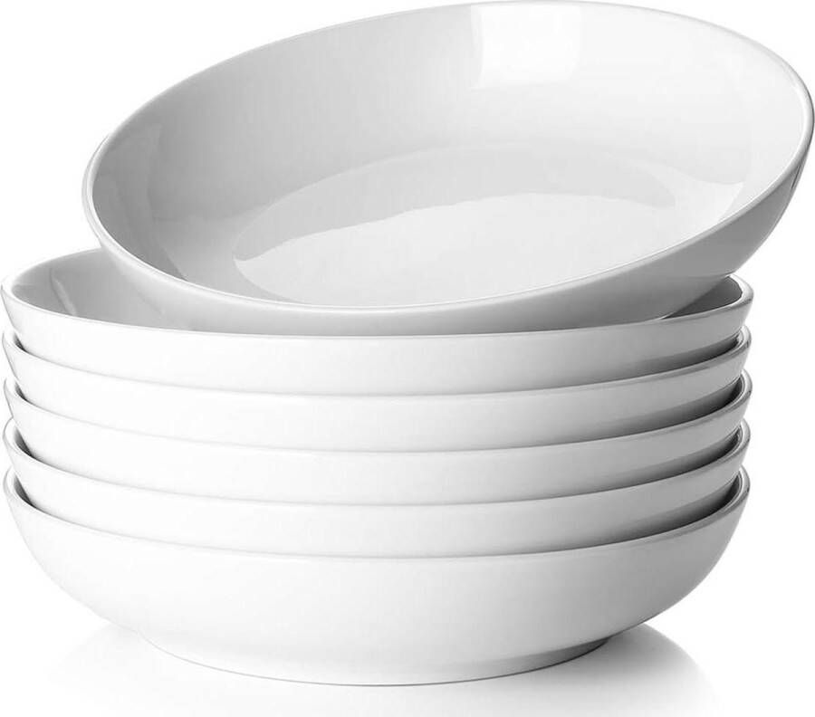 Ramen Bowl Porseleinen Serveerkommen Grote Witte Soepkommen Geschikt voor Magnetron en Vaatwasser Set van 6 880 ml