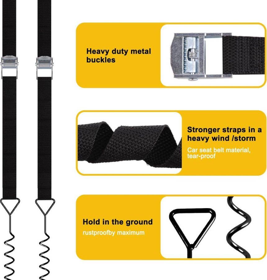 CIPOOH Trampoline Anchor Kit Heavy Duty Trampoline Ground Anchor Tie Down Kit Spiral Ground Anchor Peg Kit for Trampolines Swings Gazebo Pet Tent Garden Sheds Playhouses (Black)