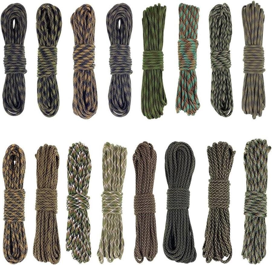 Random Military Colors Paracord Set Ideal for Camping and Survival 4mm Nylon Rope Tactical Cord 550 Type III 6х5m and 5x10m