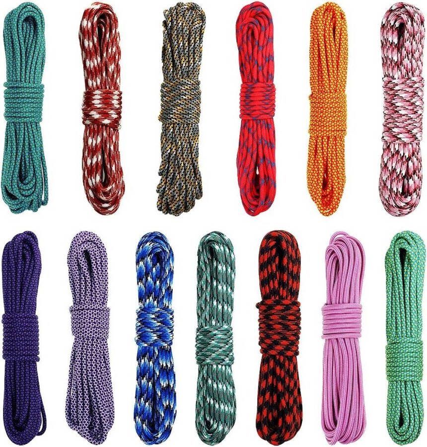 Random Multi Colors Paracord 4mm Set Ideal for Camping Survival Outdoor Crafting DIY 100% Nylon Rope 4mm Tactical Cord 550 Type III 6х5m and 5x10m