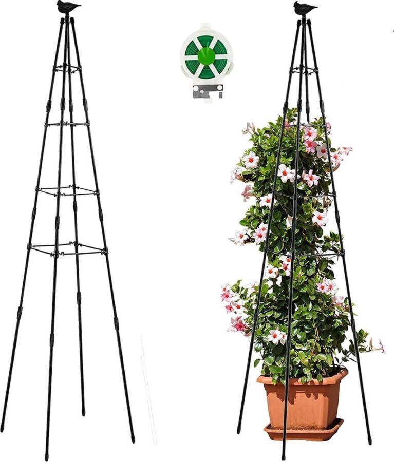 Rankobelisk latwerk klimhulp rankrooster gecoat metaal tuinroos decoratie trellis voor klimplanten klimhulp ballon rozen en bloemen (1 65 m)