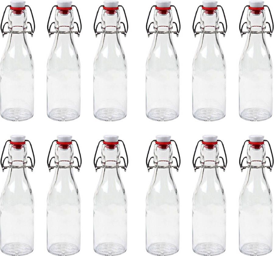 RANO 12x beugelfles 200ml Luchtdicht fles met beugelsluiting beugelflessen weckfles inmaakfles sapfles glazen flesjes met dop decoratie
