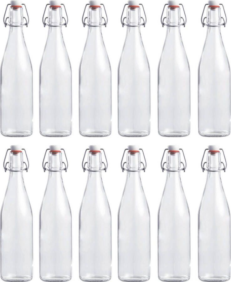 RANO 12x beugelfles 500ml Luchtdicht fles met beugelsluiting beugelflessen weckfles inmaakfles sapfles glazen flesjes met dop decoratie