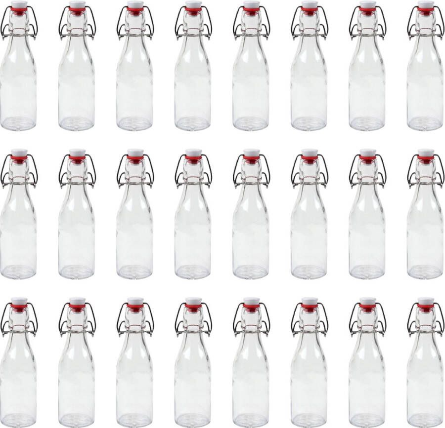RANO 24x beugelfles 200ml Luchtdicht fles met beugelsluiting beugelflessen weckfles inmaakfles sapfles glazen flesjes met dop decoratie