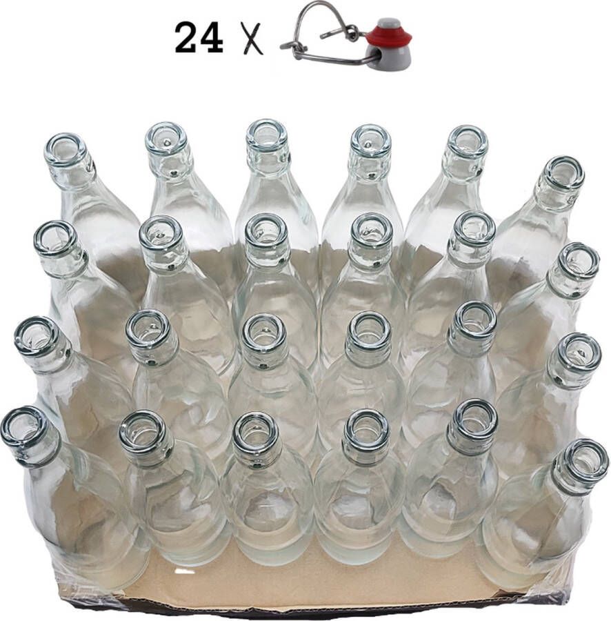 RANO 24x beugelfles 500ml Luchtdicht fles met beugelsluiting beugelflessen weckfles inmaakfles sapfles glazen flesjes met dop