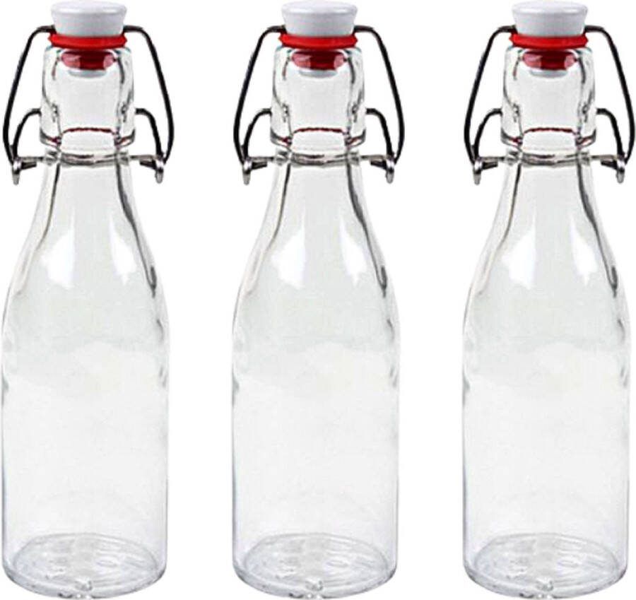 RANO 3x beugelfles 200ml Luchtdicht fles met beugelsluiting beugelflessen weckfles inmaakfles sapfles glazen flesjes met dop decoratie