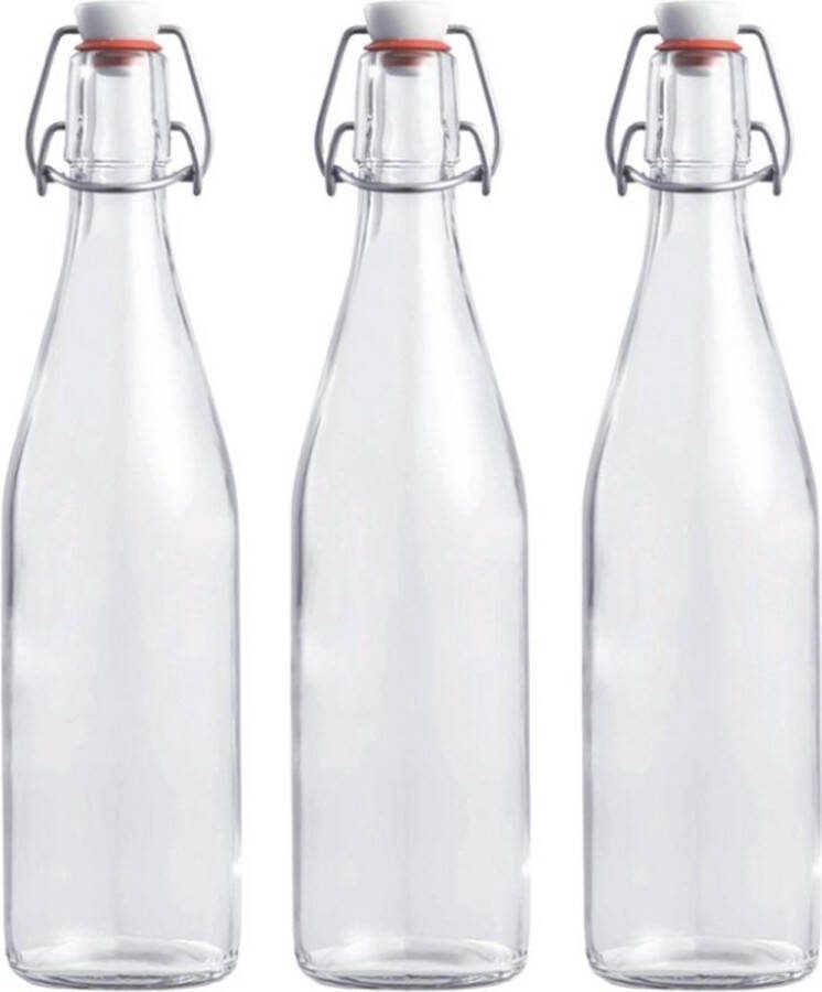 RANO 3x beugelfles 500ml Luchtdicht fles met beugelsluiting beugelflessen weckfles inmaakfles sapfles glazen flesjes met dop decoratie