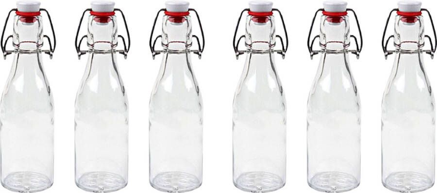 RANO 6x beugelfles 200ml Luchtdicht fles met beugelsluiting beugelflessen weckfles inmaakfles sapfles glazen flesjes met dop decoratie
