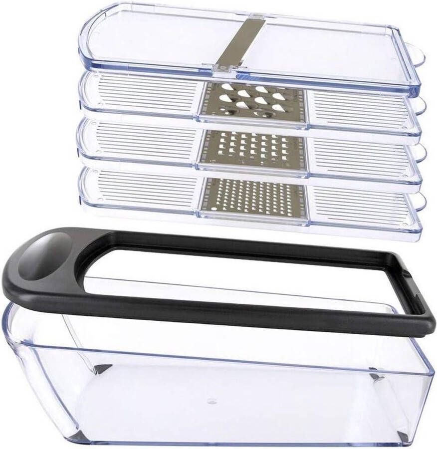 Rasp- en schaafset met 4 snijroosters en opvangbakje Technicus Quadro roestvrij staal doorzichtig zilver 14352260 Cheese Slicer