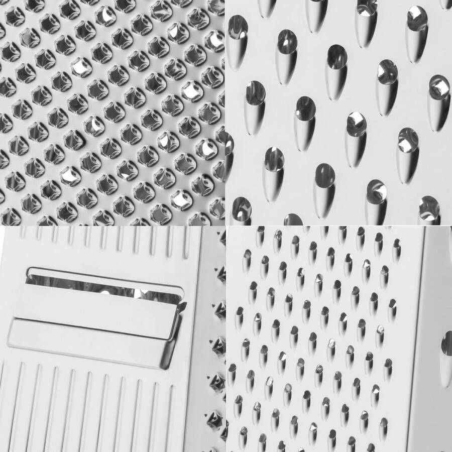 Rasp vierkante 8 x 24 cm 4 raspoppervlakken aardappelrasp komkommer Cromargan roestvrij staal vaatwasmachinebestendig Zilver 1 pak Raspen