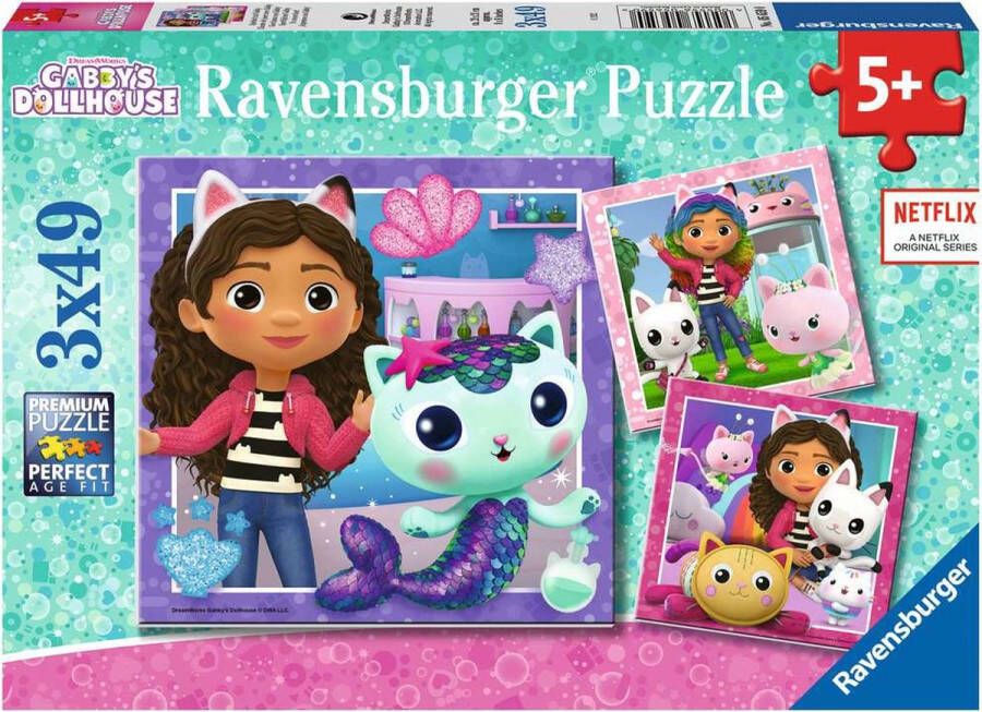 Ravensburger puzzel Gabby's Dollhouse Legpuzzel 3x49 stukjes