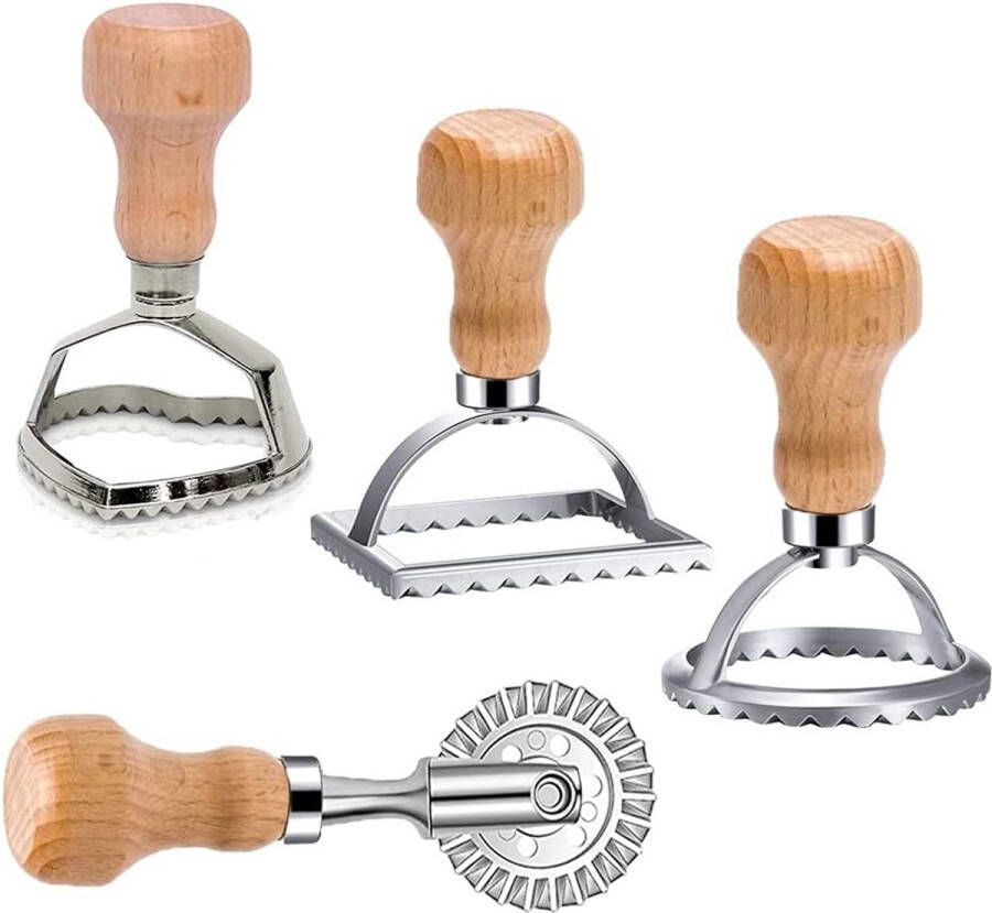 Ravioli stempelset 4 stuks Ravioli snijderstempelset premium ravioli uitsteekvormpjes gebruikt voor ravioli pasta lasagne noedels verschillende vormen