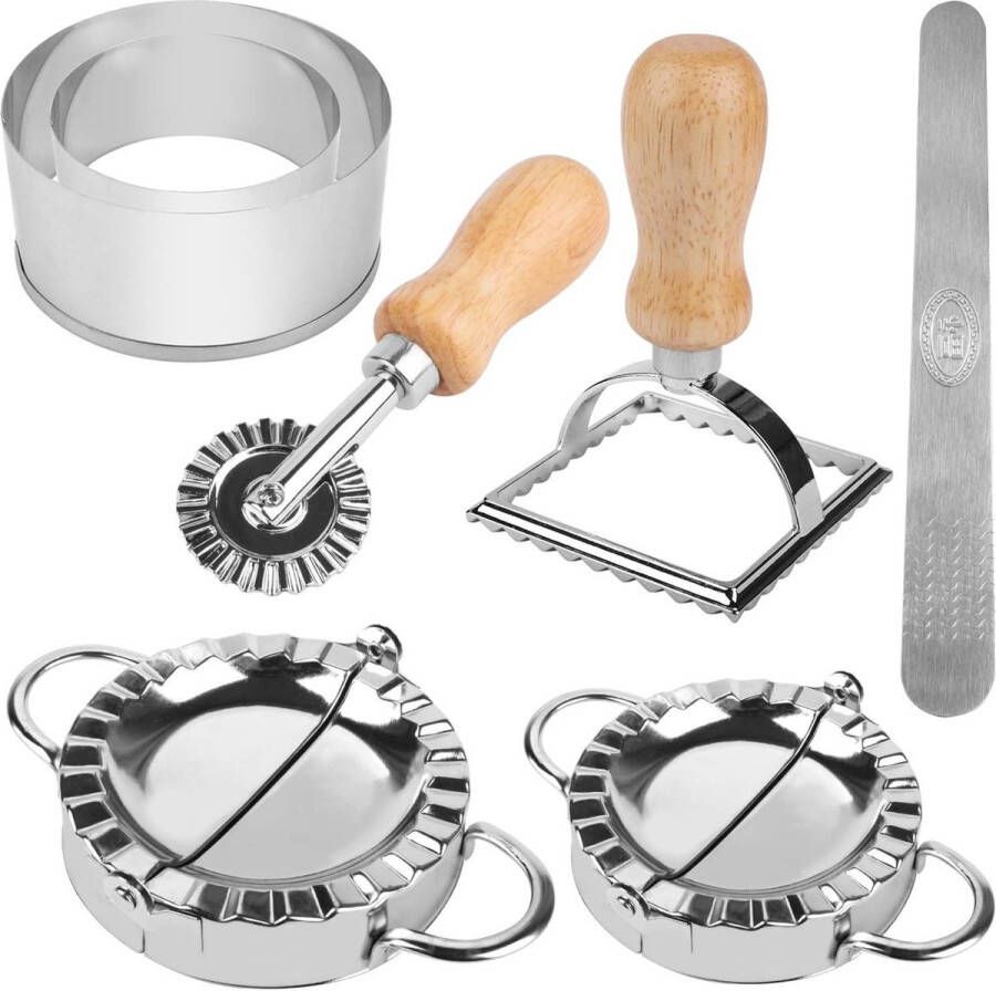 Ravioli vorm 7 stuks Roestvrij staal deegzak met uitsteekvormpjes Deegroller voor ravioli Keukengereedschap