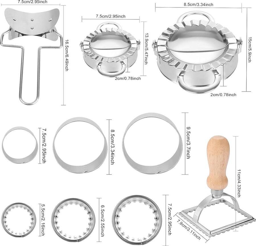 Ravioli-vormpjes 12 stuks roestvrij staal ravioli dumpling maker vierkante ravioli-stempel ravioli uitsteekvormpjes set tortellinivorm dumpling cutter shiesh barak cutter keukengereedschap ravioli biscuit cutters