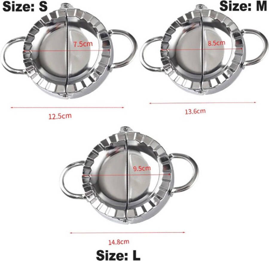 Raviolimaker Dumpling Empanadas Deegvormer RVS 3 Maten 3 Stuks