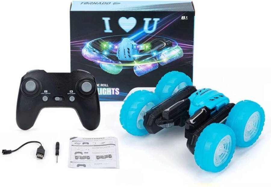 RC stuntcar RC auto RC met led Afstand bestuurbare auto RC stunt auto Blauw