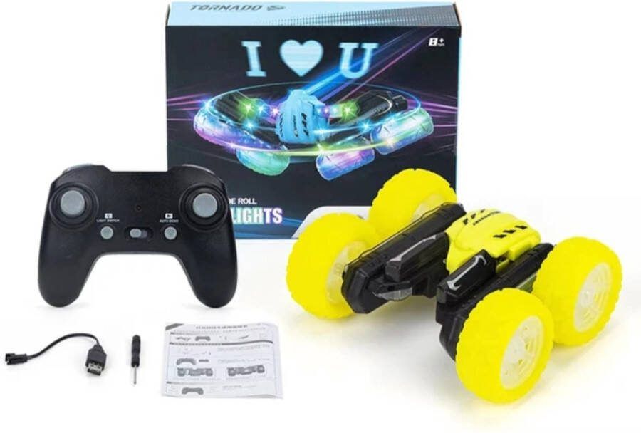 RC stuntcar RC auto RC met led Afstand bestuurbare auto RC stunt auto Geel