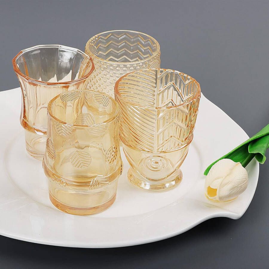 Reawow Stapelbare glazen 4 stuks stapelbare drinkglazen visstapelglazen waterglazen stapelbaar
