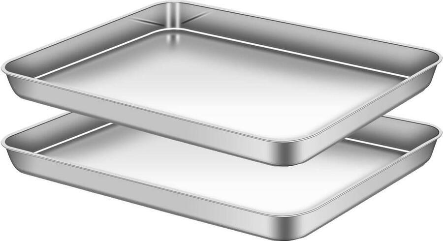 Rechthoekig Diepe Ovenplaat Set van 2 Professionele Taartplaat voor Baking Roestvrijstaal