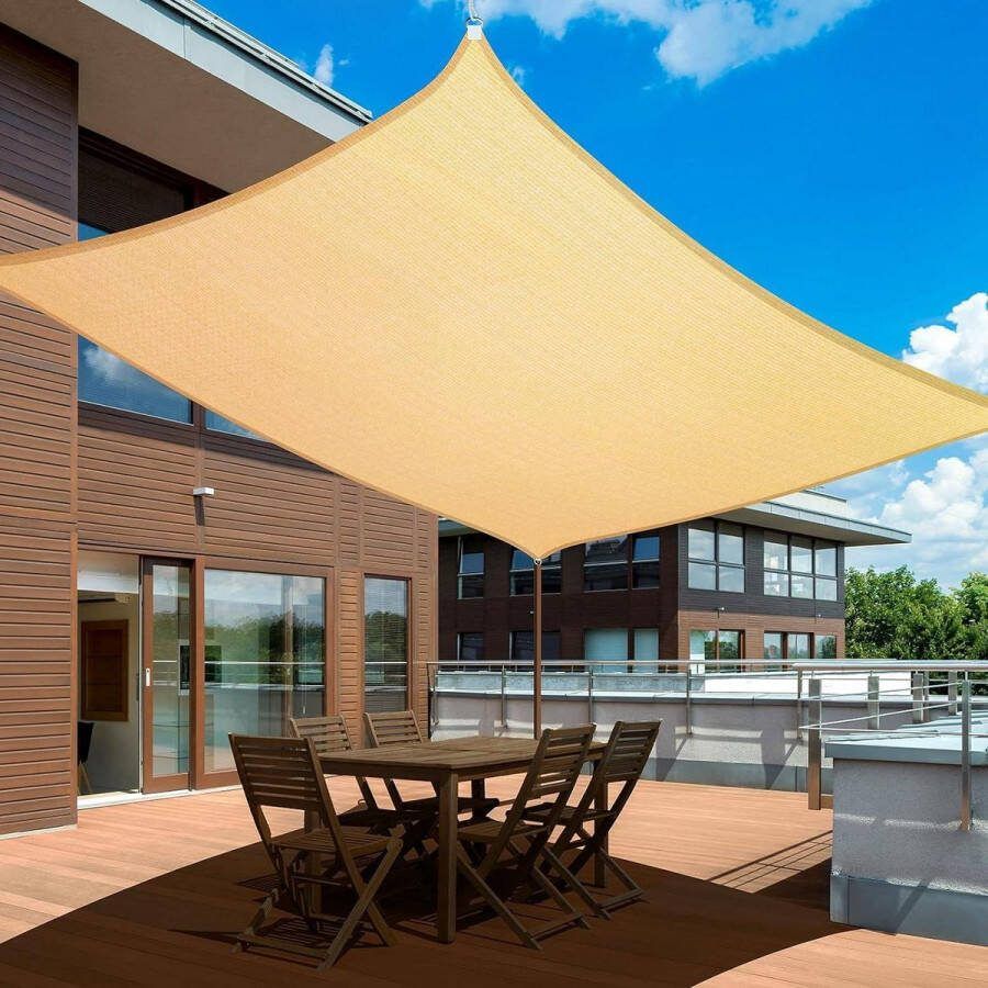 Rechthoekig luifelzeil 36x48m UIRWAY 95% UV-bescherming ademend zonwerend terras tuin pergola achtertuin zandkleur Shade Sail