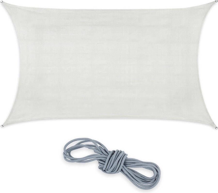 Rechthoekig Schaduwdoek HDPE-weefsel UV-bestendig Wit 4x6m Zonnedoek met Ophangringen en Scheerlijnen