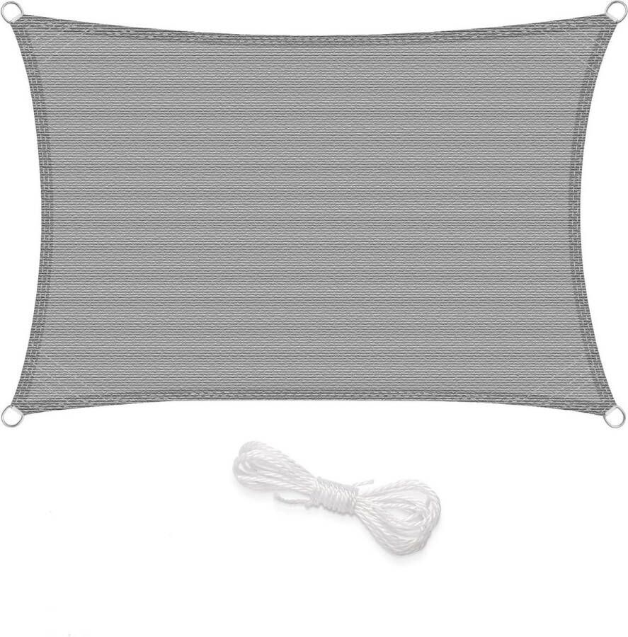 Rechthoekige Ademende Zonnedoek HDPE Windscherm met UV-bescherming voor Tuin Patio Camping Licht Grijs 4x4 m