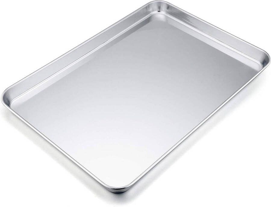 Rechthoekige bakplaat van roestvrij staal 40 x 30 x 25 cm bakken koken serveren hoogglans gepolijst vaatwasmachinebestendig sheet pan extender