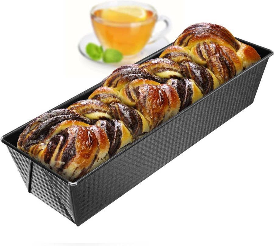 Rechthoekige bakvorm van blik koningskaartvorm met antiaanbaklaag broodbakvorm cakevorm bakvorm hoekige broodvorm (35 x 12 cm zwart)